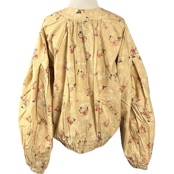 Free People Floral Bomber Jacket in Cream and Pink - Picture 11 of 15